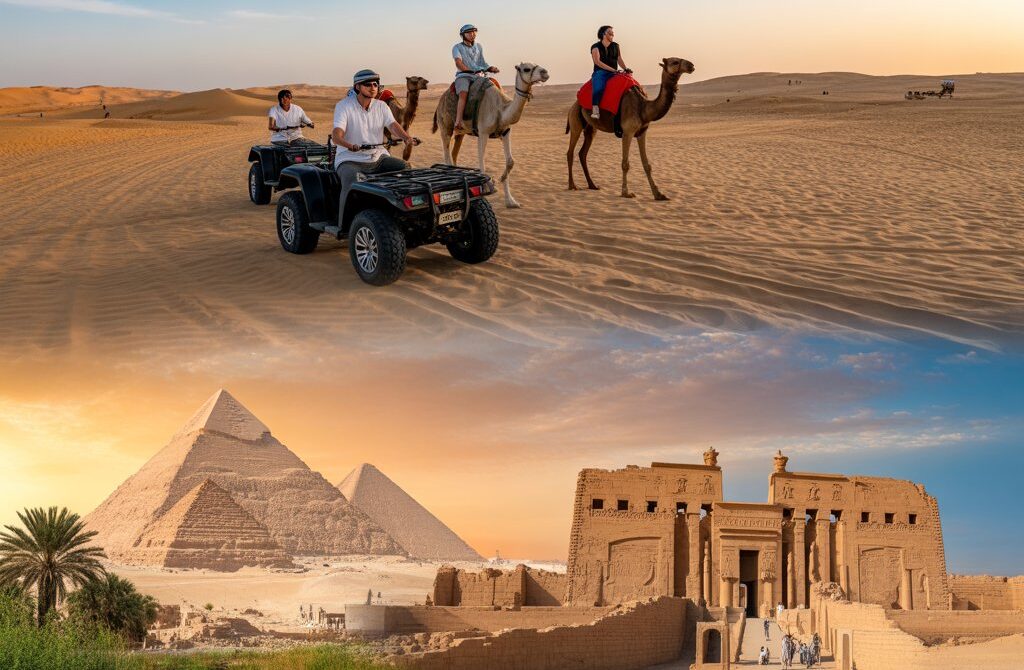 a collage style travel image showing two tv1fpBJ4RCaCXj0tHosZ9A rlzP7qV7TiijZbv8YMdhhg 5 Best Day Trips from Hurghada: Desert Safari, Luxor & More