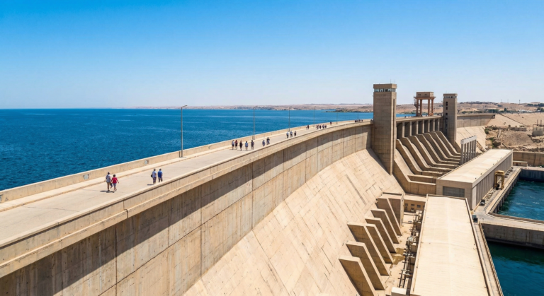 Road and spillway on the Aswan High Dam