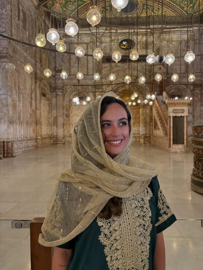 Visitor inside the Mosque of Muhammad Ali, Cairo Citadel