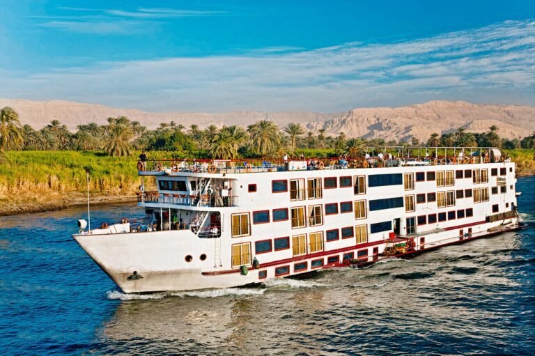 Nile cruise ship sailing between Aswan and Luxor