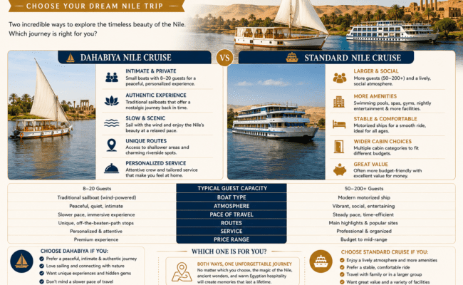 Dahabiya Nile Cruise vs Standard Choose Your Dream Nile Trip
