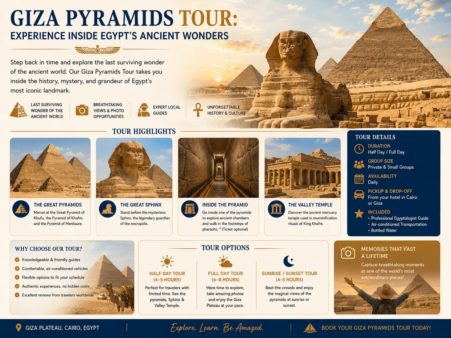 Giza Pyramids Tour: Experience Inside Egypt’s Ancient Wonders
