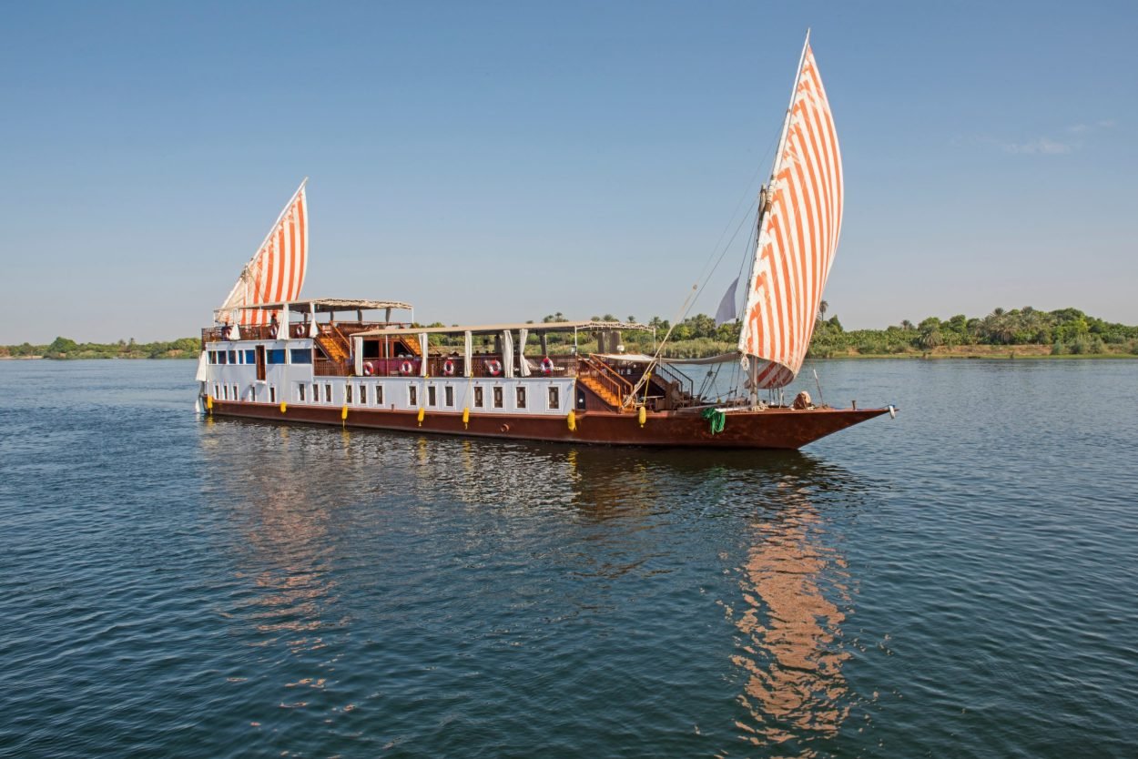 Deck of a 4-day dahabiya Nile cruise moored between Aswan and Luxor at Edfu