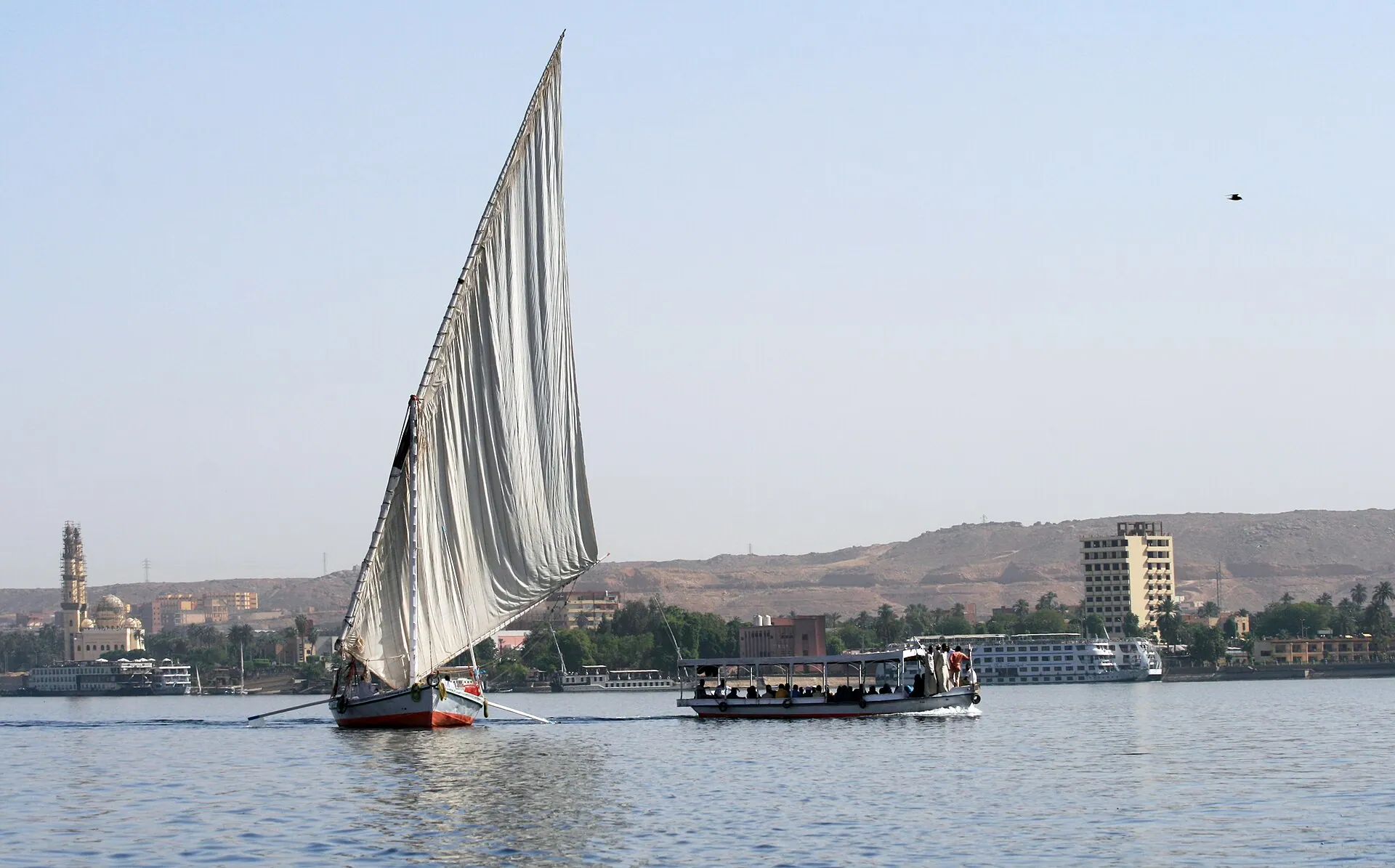 Felucca under sail on the Nile at Aswan